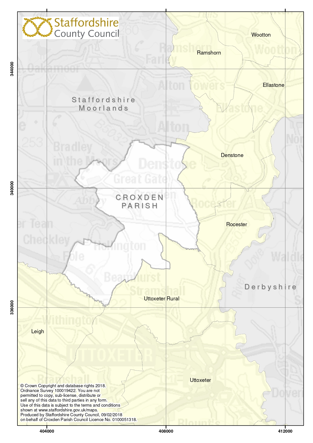 Croxden Parish Map and surrounding areas